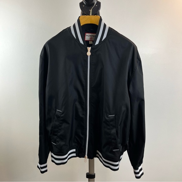Hunter Men's Black Track Jacket Black White Size Large Lightweight - Picture 1 of 11